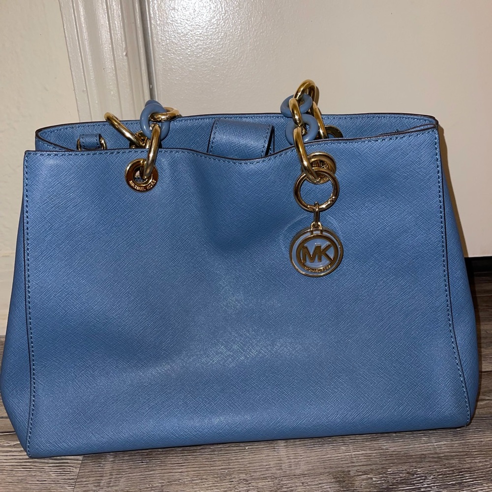 Michael Kors Blue Purse with Removable Shoulder Strap
